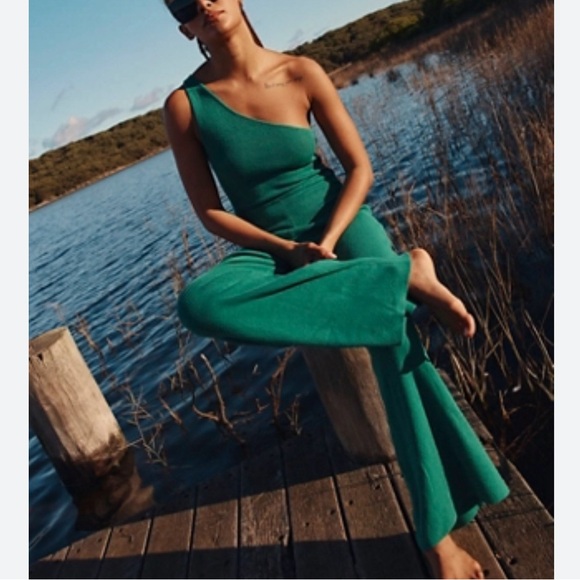 Free People Pants - Free People Waverly Sweater One-Piece Jumper One Sleeve Ribbed Green Size Large